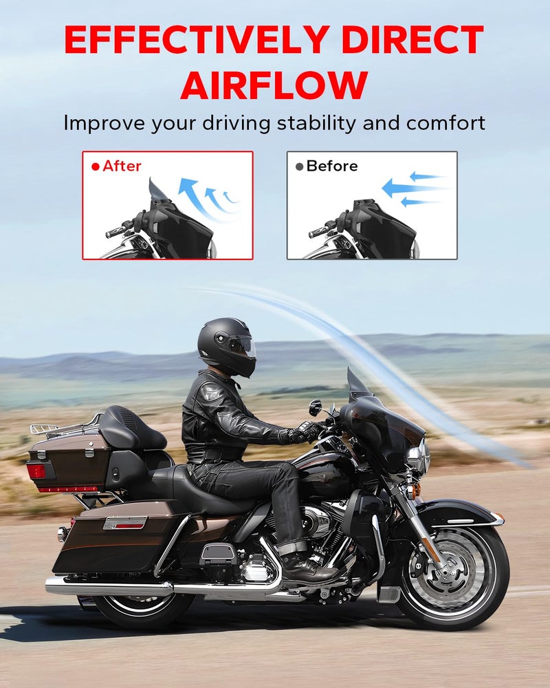 Amazicha 7" Smoke Wave Windshield Windscreen Compatible for 2014-2023 Harley Davidson Touring Street Glide/Electra Glide/Ultra Limited/Tri Glide FLHT FLHX FLHXS FLHTK (Tint) - Image 3